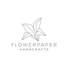 flower paper origami hand craft handcraft logo vector icon line outline illustration