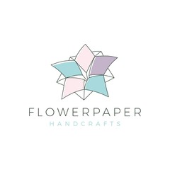 flower paper origami hand craft handcraft logo vector icon line outline illustration