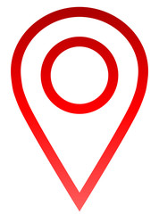 Pin point - red gradient outlined, isolated - vector