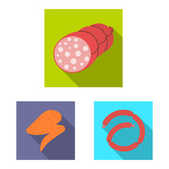 Isolated object of meat and ham sign. Set of meat and cooking vector icon for stock.