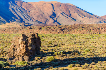 Great view to Teide volcano and rocks Garcia Roques. Tenerife. Canary Islands..Spain