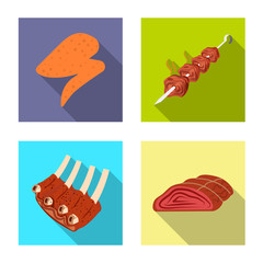 Isolated object of meat and ham logo. Collection of meat and cooking vector icon for stock.