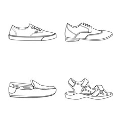 Vector design of shoe and footwear symbol. Collection of shoe and foot vector icon for stock.