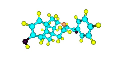 Levophenacylmorphan molecular structure isolated on white