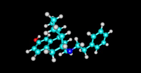 Phenomorphan molecular structure isolated on black