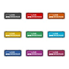 Live Webinar sign icon or logo, color set