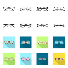 Isolated object of glasses and frame sign. Collection of glasses and accessory vector icon for stock.