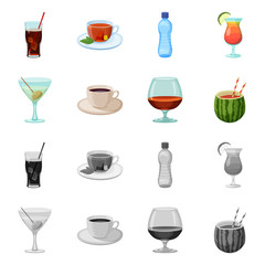 Vector illustration of drink and bar icon. Set of drink and party vector icon for stock.