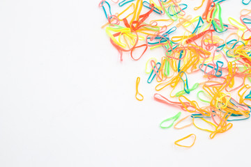 Rubber band on white background