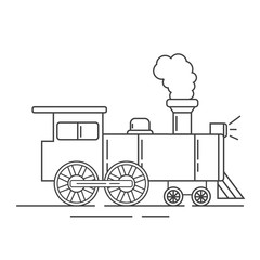 Fototapeta na wymiar Steam locomotive. Vintage train line art flat style.Cartoon old retro railway. Vector design element for infographic.