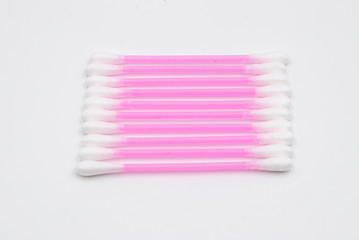 Cotton swabs on white background