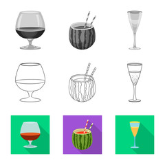 Vector design of drink and bar logo. Set of drink and party vector icon for stock.