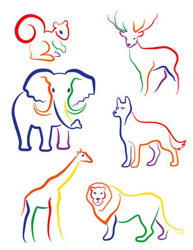 Animals
Set icons, a child's drawing, "animals". Vector.
