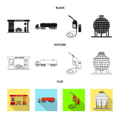 Vector illustration of oil and gas symbol. Collection of oil and petrol stock symbol for web.