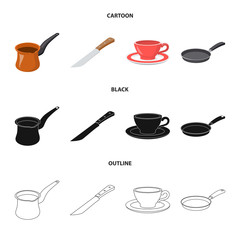 Vector illustration of kitchen and cook sign. Set of kitchen and appliance stock symbol for web.