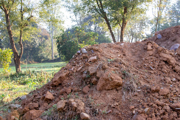 Dump of soil in farmland