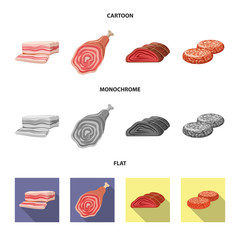 Vector design of meat and ham logo. Set of meat and cooking vector icon for stock.