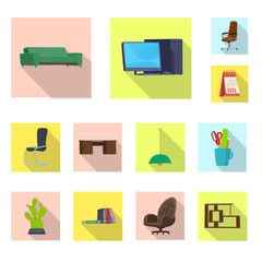 Isolated object of furniture and work icon. Set of furniture and home vector icon for stock.