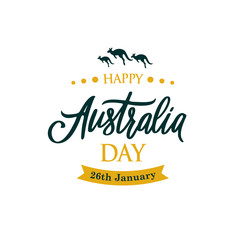 Happy Australia Day greeting banner with kangaroo. Vector illustration.