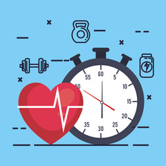 chronometer timer with fitness icons