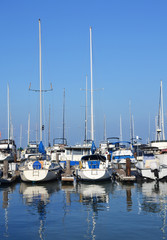 Fototapeta na wymiar Yachts in San Francisco harbor