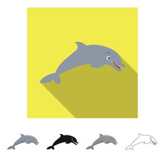 Isolated object of sea and animal icon. Collection of sea and marine stock vector illustration.