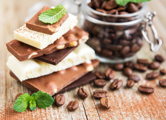 Chocolate and coffee beans