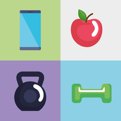 fitness lifestyle set icons