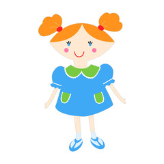 Cute girl. Vector doodle illustration. Adorable little princess girl. Kids drawing style vector illustration. Cartoon hand drawn style. Funny cartoon character. Cute childish print.