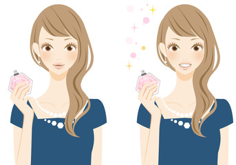 フレグランス 香水をつける女性 パーティードレス