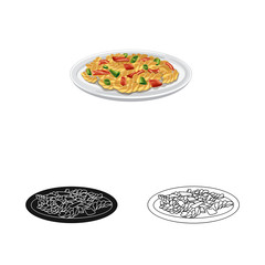 Vector design of pasta and carbohydrate icon. Collection of pasta and macaroni vector icon for stock.