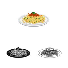 Vector design of pasta and carbohydrate sign. Set of pasta and macaroni vector icon for stock.