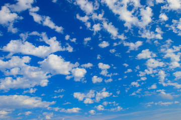 Blue sky with small white clouds. Natural background
