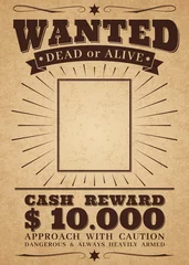  Wanted vintage western poster. Dead or alive crime outlaw. Wanted for reward vector retro banner © YummyBuum