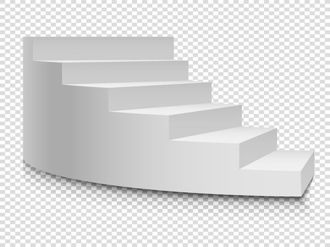White 3d circular ladder. Vector staircase or stairway up to success on transparent background