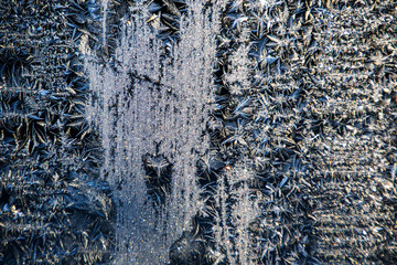 Frozen ice window crystals pattern backgraund