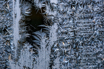 Frozen ice window crystals pattern  backgraund