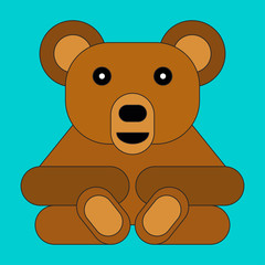 Bear in cartoon flat style.