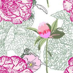 seamless floral pattern with realistic flower design