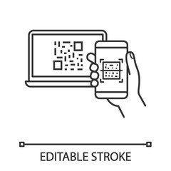 QR code scanning smartphone app linear icon