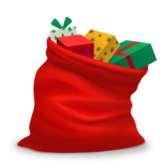 Christmas Santa's big red bag full of present for Christmas celebration