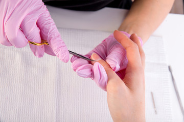 professional manicure procedure in a beauty salon