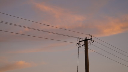 power lines and blue sky