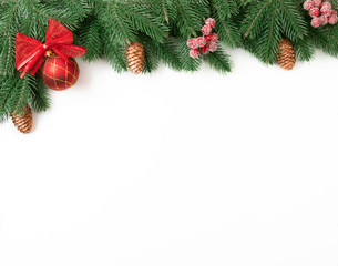 New Year decorated spruce branches