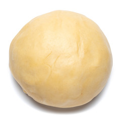 unrolled and unbaked Shortcrust pastry dough on white background