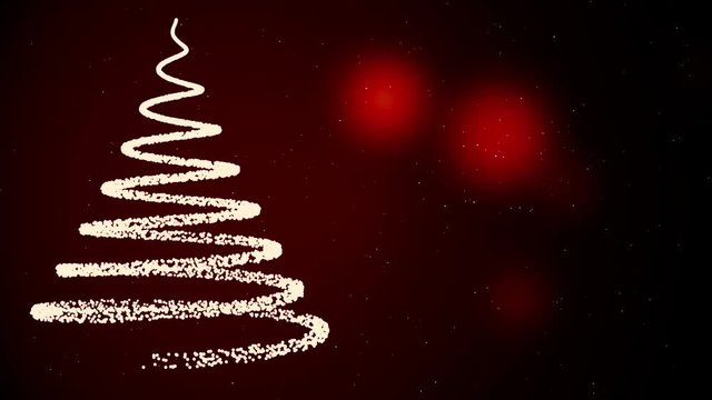 Abstract, spiral Christmass tree with falling up snowflakes and flashing lights on dark red background, winter holidays symbol. Neon Christmass tree, Happy New Year, Merry Christmass concept.
