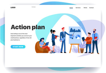 Web page design templates for teamwork, action plan, meeting. Modern vector illustration concepts for website and mobile website development