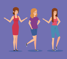 Obraz premium group of girls avatars characters