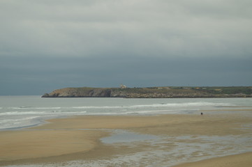Long And Extensive White Sand Shore On The Beach Of Las Salinas It Is Difficult To Differentiate The End Of The Sand. July 31, 2015. Playa De Las Salinas, Salinas City, Asturias, Spain.