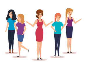 Obraz premium group of girls avatars characters